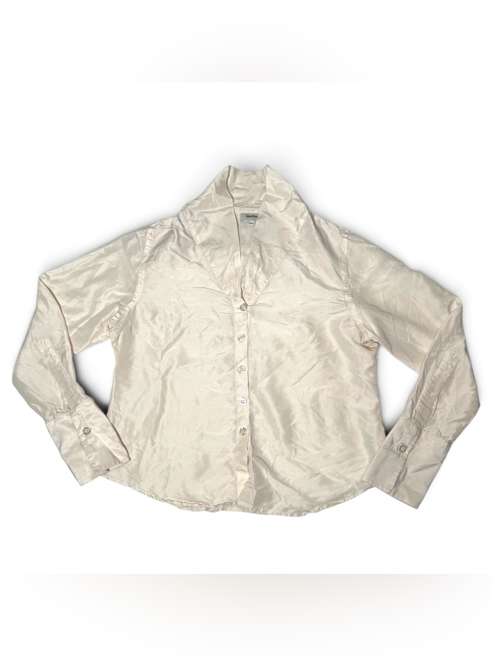 Neiman Marcus Vintage Ivory Silk Button Up Blouse Top- Size 16